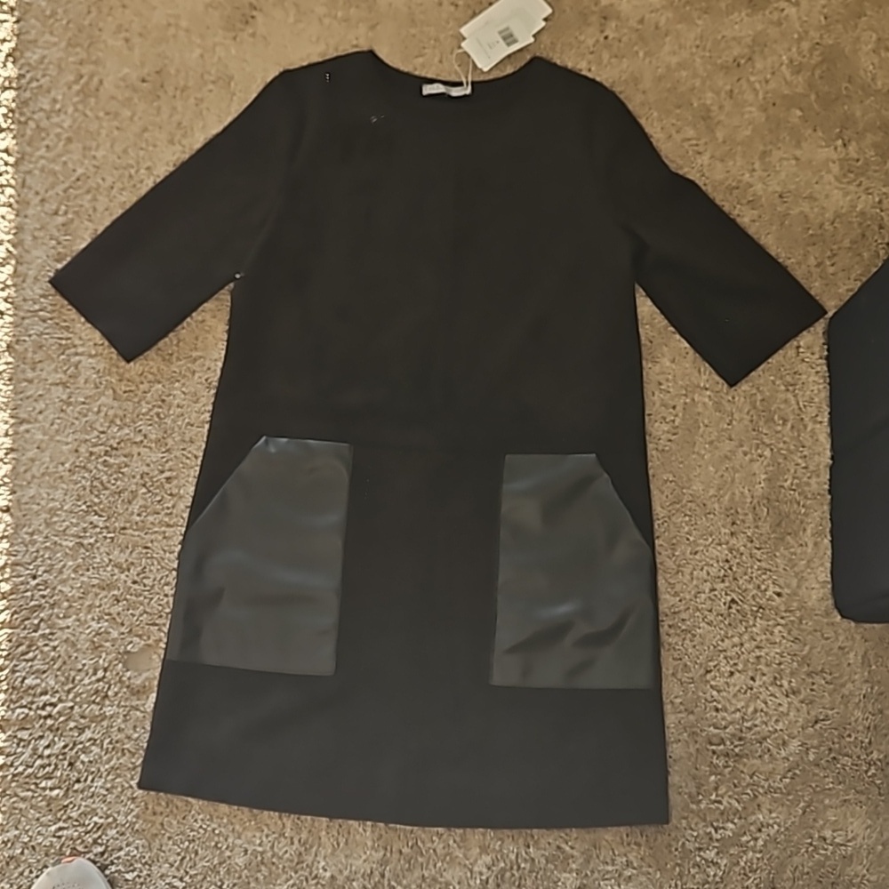 NWT iltm i love tyler maddison black Fatima faux suede shirt dress, size M